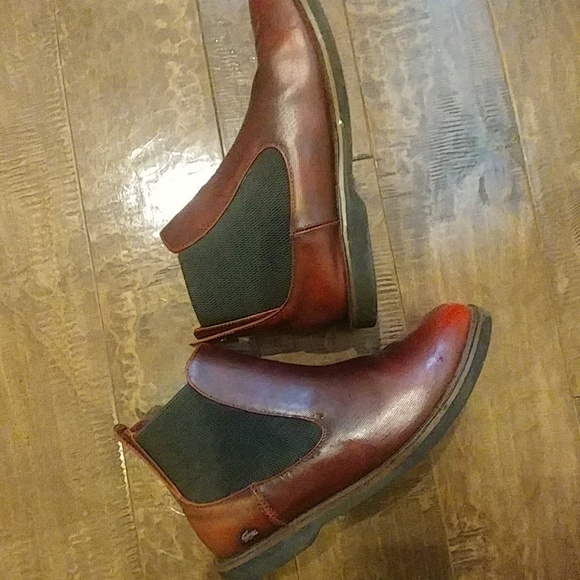 Lacoste Red Leather Ankle boots Women's size 7.5 - Picture 1 of 8